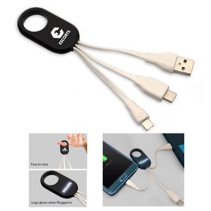 3 in One Data Cable with Logo Light Up