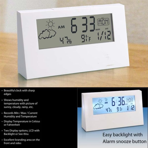 Clock with Sharp Weather Station & Backlight