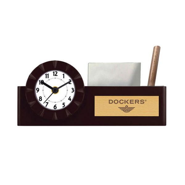 Promotional-Table-Clock-with-Pen-&-Pad